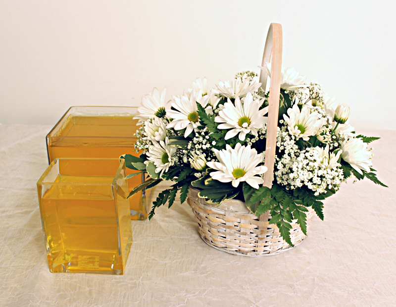 diy flower jello centerpiece prep